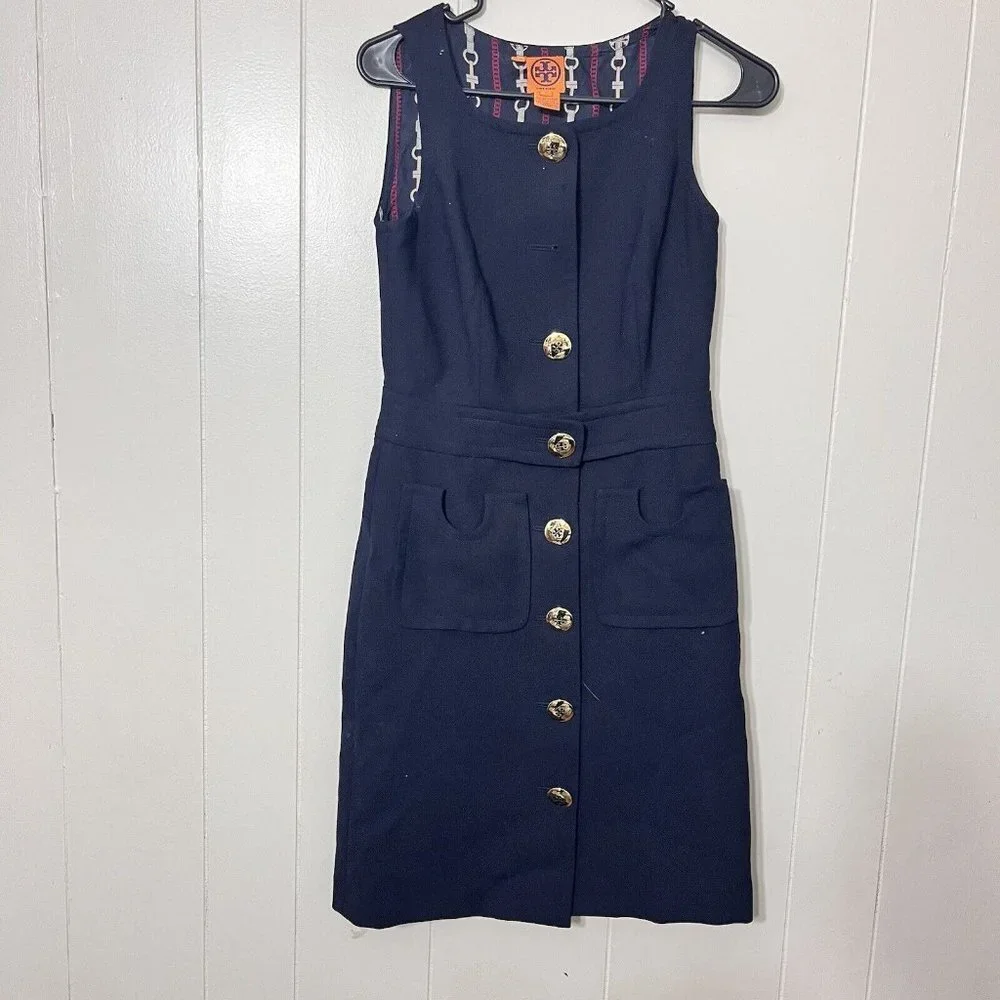 tory burch navy blue dress New Tory Burch Navy Blue Knit "Bailey" Dress Size XS